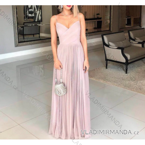 Šaty dlhé spoločenské na ramienka dámske (S/M ONE SIZE) TALIANSKA MÓDA IMPMD2424417