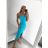 Šaty spoločenské dlhé elegantné na ramienka satén dámske (S/M ONE SIZE) TALIANSKA MÓDA IMPSH236357A/DU -   zelená smaragdová -   S/M/L