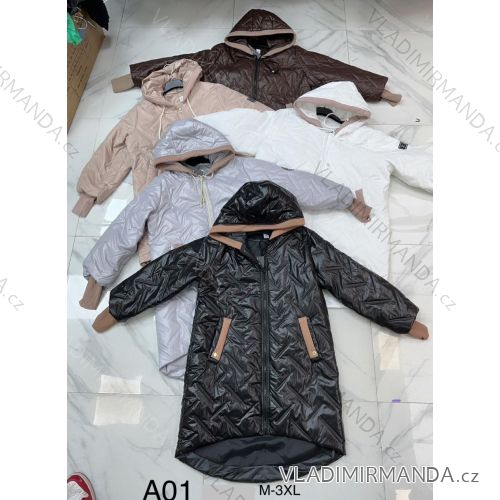 Bunda kabát s kapucňou dlhý rukáv dámska (M-3XL) POLSKÁ MÓDA PMWD24A01