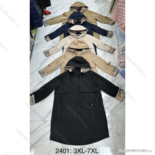Bunda kabát s kapucňou dámska nadrozmer (3XL-7XL) POLSKÁ MÓDA PMWD242401A