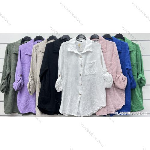 Košeľa mušelínová dlhý rukáv dámska (S/M/L ONE SIZE) TALIANSKA MÓDA IMWCP24035