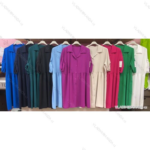 Šaty košeľové dlhý rukáv dámske nadrozmer (3XL/4XL ONE SIZE) TALIANSKA MÓDA IMWQ24052