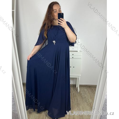 Šaty dlhé spoločenské krátky rukáv dámske nadrozmer (XL/2XL ONE SIZE) TALIANSKA MÓDA IMPSH2350252