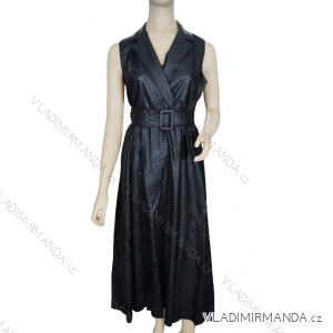 Šaty dlhé koženkové bez rukávu dámske (S/M ONE SIZE) TALIANSKA MóDA IMHMS23163