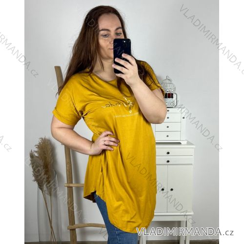 Tunika predĺžená krátky rukáv dámska nadrozmer (3XL/4XL/5XL ONE SIZE) TALIANSKA MóDA IM424030/DUR vínová 3XL/4XL