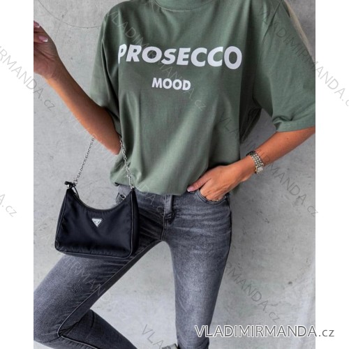 Tričko krátky rukáv dámske (S/M/L ONE SIZE) TALIANSKA MóDA IMD24007/DR M / L zelená khaki