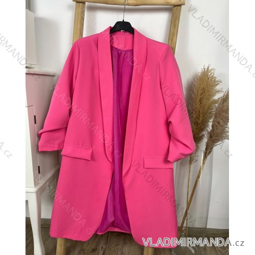 Sako predĺžené s podšívkou dlhý rukáv dámske (M/L/XL ONE SIZE) TALIANSKA MóDA IMC23213/DR tm. růžová