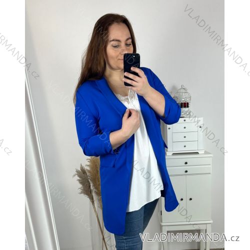 Sako predĺžené s podšívkou dlhý rukáv dámske (M/L/XL ONE SIZE) TALIANSKA MóDA IMC23213/DU L/XL kráľovská modrá