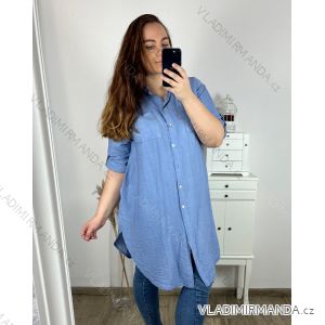 Košeľa predĺžená dlhý rukáv dámska nadrozmer (XL/2XL/3XL ONE SIZE) TALIANSKA MÓDA IMC24BELLA