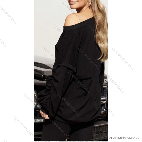 Mikina dlhý rukáv dámska (L / XL ONE SIZE) TALIANSKÁ MÓDA IMWK2121440/DR -   čierna
 -   L/XL
