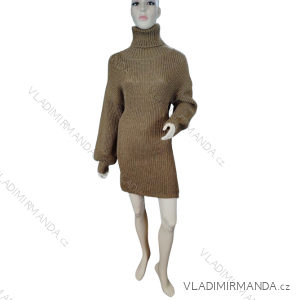 Šaty pletené teplé s rolákom dlhý rukáv dámske (S / M ONE SIZE) TALIANSKA MODA IMM201196/DR