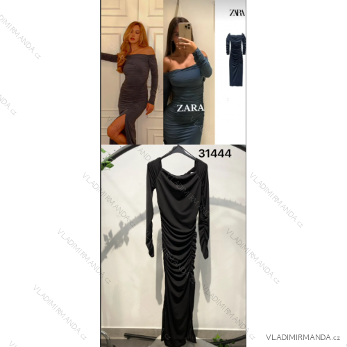 Šaty dlhé spoločenské dlhý rukáv dámske (S/M ONE SIZE) TALIANSKA MÓDA IMPLS2431444