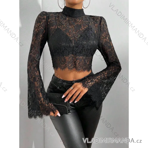 Croptop čipkový dlhý rukáv dámsky (S/M ONE SIZE) TALIANSKA MÓDA IMPLS2431761