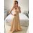 Šaty spoločenské dlhé na ramienka carmen dámske (S/M ONE SIZE) TALIANSKA MÓDA IMPBB23B23687/DUR Čierna S/M