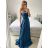 Šaty spoločenské dlhé na ramienka carmen dámske (S/M ONE SIZE) TALIANSKA MÓDA IMPBB23B23687/DUR Čierna S/M