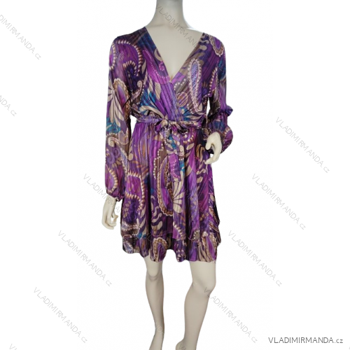 Šaty elegantný dlhý rukáv dámske (S/M ONE SIZE) TALIANSKA MÓDA IMM23M2635A/DU -   fialová -   S / M