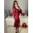 Šaty spoločenské  dlouhý rukáv dámske (S/M ONE SIZE) TALIANSKA MODA IM323KARIN/DU -   vínová -   S / M
