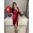 Šaty spoločenské  dlouhý rukáv dámske (S/M ONE SIZE) TALIANSKA MODA IM323KARIN/DU -   vínová -   S / M