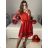 Šaty  spoločenské  dlouhý rukáv dámske (S/M ONE SIZE) TALIANSKA MODA IM323LUSY/DU S / M červená