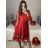 Šaty  spoločenské  dlouhý rukáv dámske (S/M ONE SIZE) TALIANSKA MODA IM323LUSY/DU S / M červená
