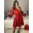 Šaty  spoločenské  dlouhý rukáv dámske (S/M ONE SIZE) TALIANSKA MODA IM323LUSY/DU S / M červená