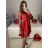 Šaty  spoločenské  dlouhý rukáv dámske (S/M ONE SIZE) TALIANSKA MODA IM323LUSY/DU S / M červená