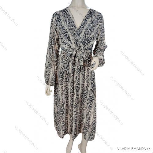 Šaty dlhé šifónové dlhý rukáv dámske (S/M ONE SIZE) TALIANSKA MÓDA IMWGM233909/DUR -   béžová -   S / M