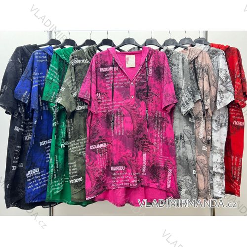 Tunika s kapucňou dlhý rukáv dámska nadrozmer (3XL/4XL/5XL ONE SIZE) TALIANSKA MóDA IM424070