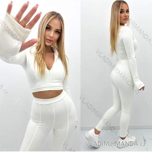 Súprava legíny dlhé a croptop zip  dlouhý rukáv dámska (S/M , M/L) TALIANSKA MÓDA TMLLM24LINDA