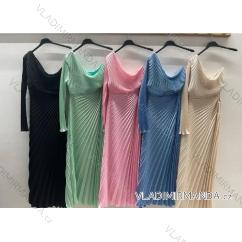 Šaty dlhé skladané dlhý rukáv dámske (S/M ONE SIZE) TALIANSKA MÓDA IMPDY24LS20612