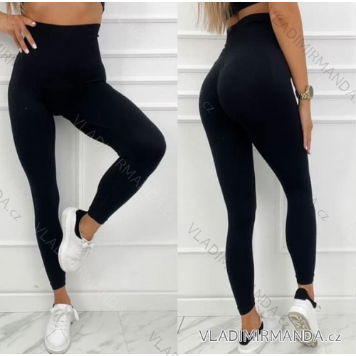 Legíny dlhé fitness push up dámske (S/M ONE SIZE) TALIANSKA MÓDA IMM24CH2985/DUR -   čierna
 -   S / M
