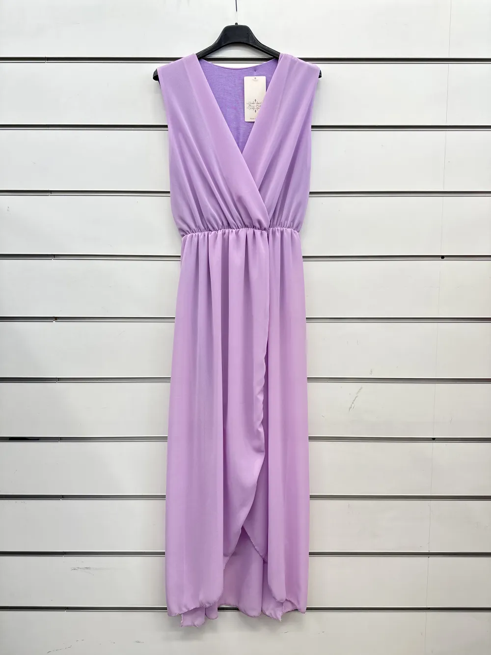 Šaty dlhé spoločenské bez rukávu dámske (S/M ONE SIZE) TALIANSKA MÓDA IMPSH2410894 fialová S / M