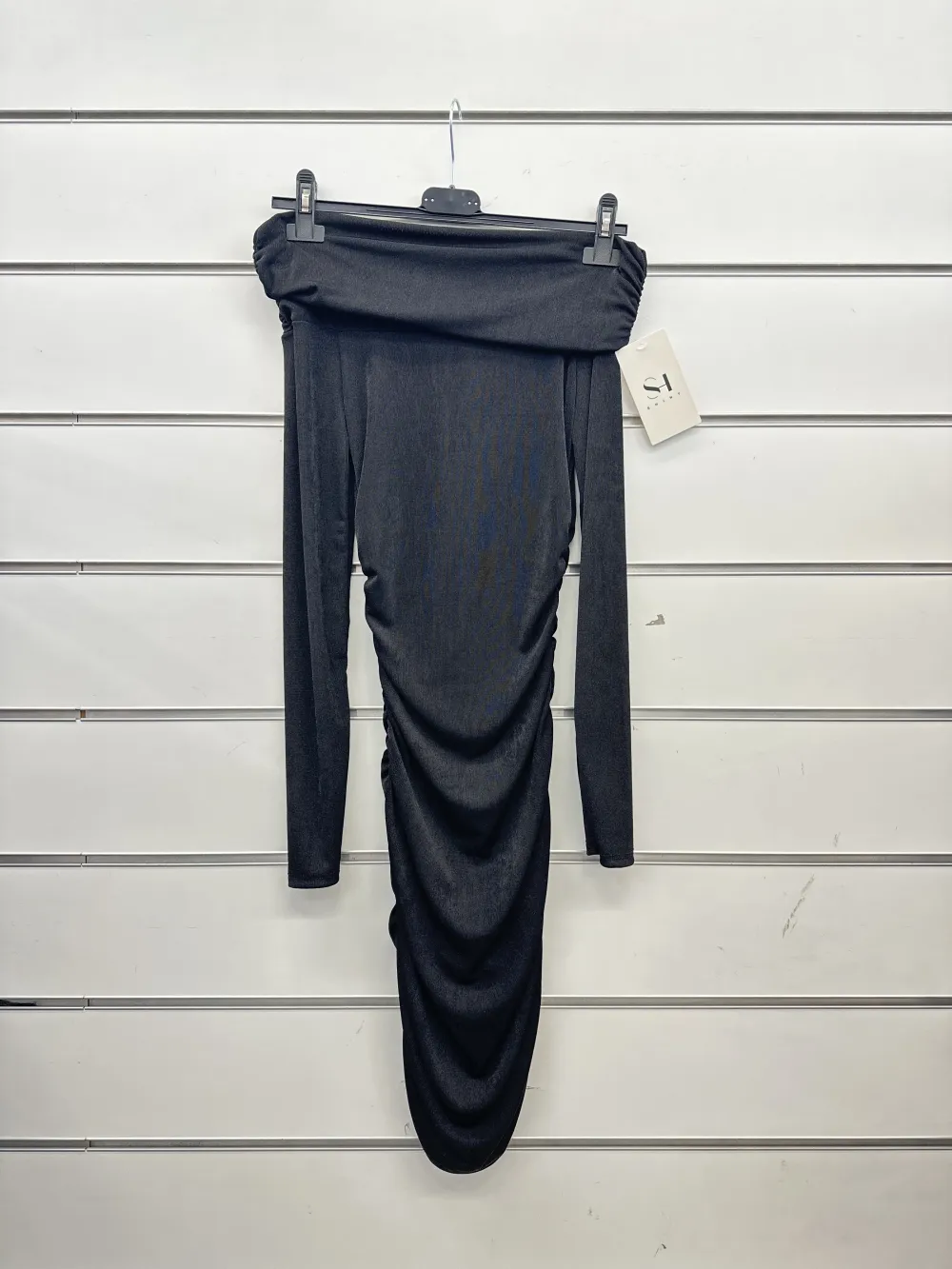 Šaty společenské dlouhý rukáv dámské (S/M ONE SIZE) ITALSKÁ MÓDA IMPSH243387 čierna S / M