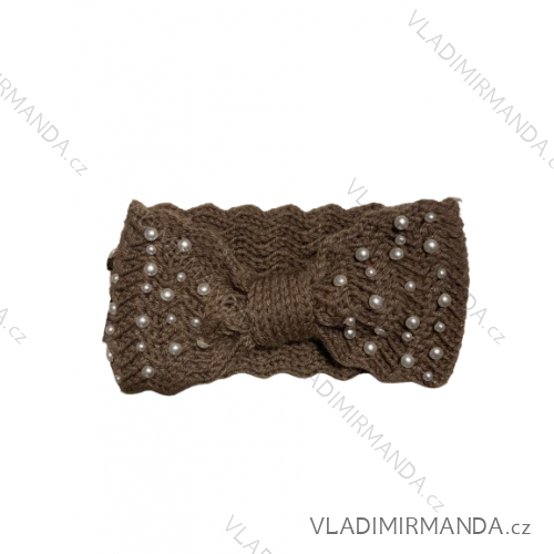 Čelenka s perličkama pletená dámska (one size) poľských výrobcovho na PV318103 -   hnedá
 -   ONE SIZE