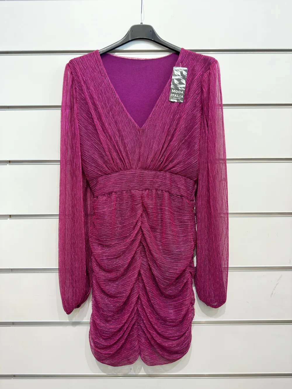 Šaty společenské dlouhý rukáv dámské (S/M ONE SIZE) ITALSKÁ MÓDA IMPSH2422952 ružová S / M