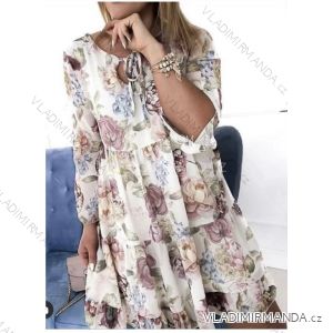 Šaty kvetované dlhý rukáv dámske (M/L ONE SIZE) TALIANSKA MÓDA IMD22124/DR