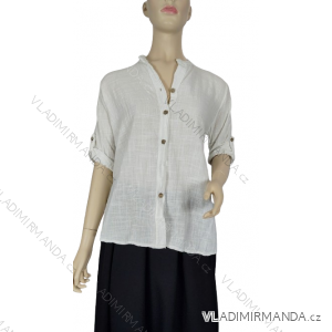 Košeľa bavlnená dlhý rukáv dámska (S/M ONE SIZE) TALIANSKA MÓDA IMWM232597/DUR