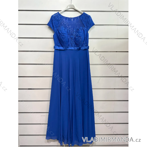 Šaty dlhé spoločenské krátky rukáv dámske nadrozmer (XL/2XLONE SIZE) TALIANSKA MÓDA IMPSH2480750 tmavo modrá XL/2XL