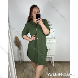 Šaty košeľové 3/4 dlhý rukáv dámske nadrozmer (XL/2XL ONE SIZE) TALIANSKA MÓDA IM424075/DR