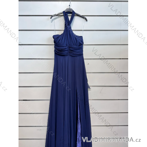 Šaty dlhé spoločenské bez rukávu dámske (S/M ONE SIZE) TALIANSKA MÓDA IMPSH2450106 tmavo modrá S / M
