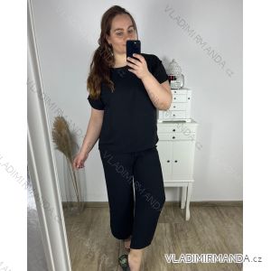 Souprava s řetízkem oversize kalhoty a tričko s krátkým dámská nadrozměr (M/L/XL ONE SIZE) TALIANSKA MÓDA IMC24KESY/DR