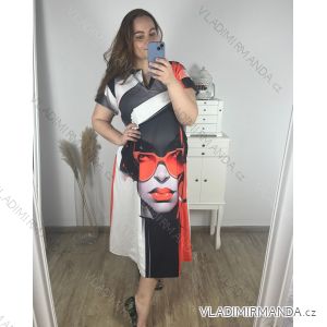 Šaty s krátkým rukávem dámske nadrozměr (L/XL/2XL ONE SIZE) TALIANSKÁ MÓDA IMF24LAJLA/DR