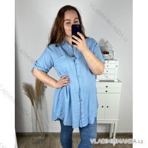 Košeľa predĺžená dlhý rukáv dámske nadrozměr (XL/2XL/3XL ONE SIZE) TALIANSKA MóDA IM323GESHA/DU