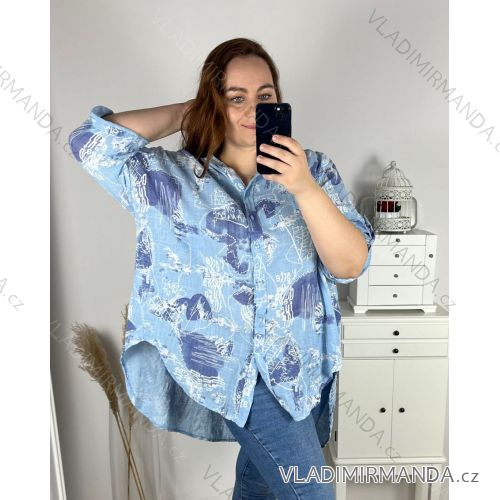 Košile mušelínová  dlhý rukáv nadrozměr dámske (3XL/4XL/5XL ONE SIZE) TALIANSKA MÓDA IMC24MEGAN