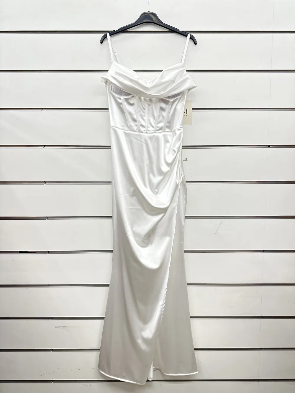 Šaty dlouhé společenské na ramínka dámské (S/M ONE SIZE) ITALSKÁ MÓDA IMPSH246455 biela S / M