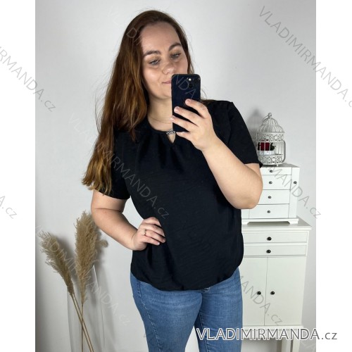 Tunika krátky rukáv dámska nadrozmer (M-3XL POĽSKÁ MODA PME24LILIE/DR M čierna