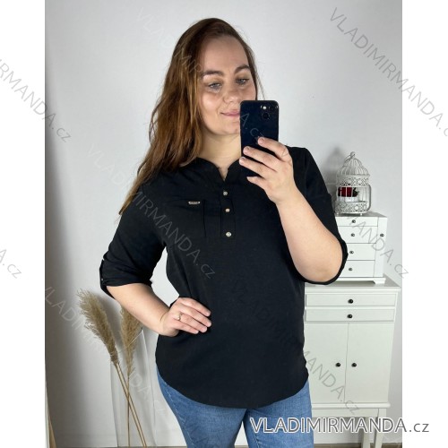 Tunika s 3/4 rukáv dámska nadrozmer (L-4XL) POĽSKÁ MODA PME23FABIA/DUR čierna XL
