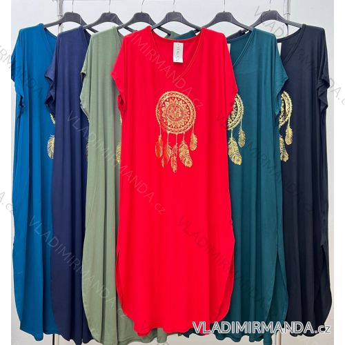 Šaty dlhé krátky rukáv dámske nadrozmer (4XL/5XL ONE SIZE) TALIANSKA MóDA IM424203