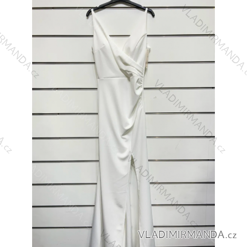 Šaty dlouhé společenské na ramínka dámské (S/M ONE SIZE) ITALSKÁ MÓDA IMPSH244430 biela S / M
