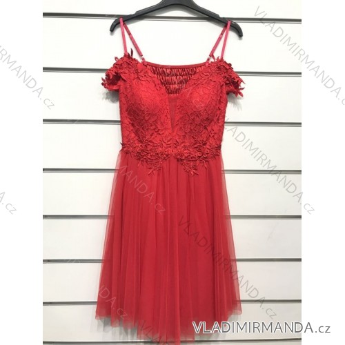 Šaty krátké společenské bez rukávu dámské (S/M ONE SIZE) ITALSKÁ MÓDA IMPSH24633 červená S / M